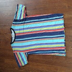 Fashion Nova Multicolor Striped T-Shirt SIZE S Vertical Stripe Tee